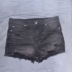 American Eagle Black Frayed Jean Shorts